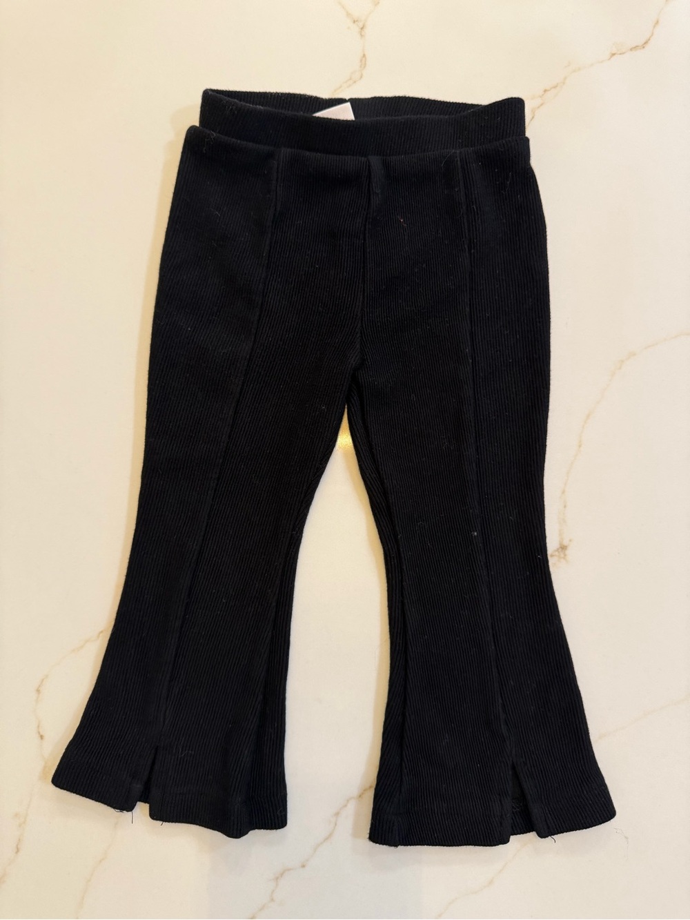 Zara Black Ribbed Flared Leggings for Kids